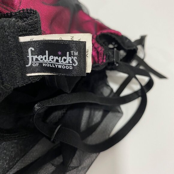 Fredericks Of Hollywood Sheer Black Babydoll Lingerie With Pink Satin Accents - Picture 4 of 5